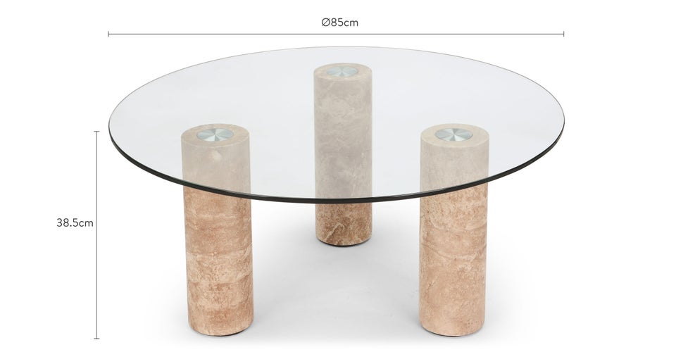 ANDREA Tables basses Naturelle Verre / Travertin Dimensions