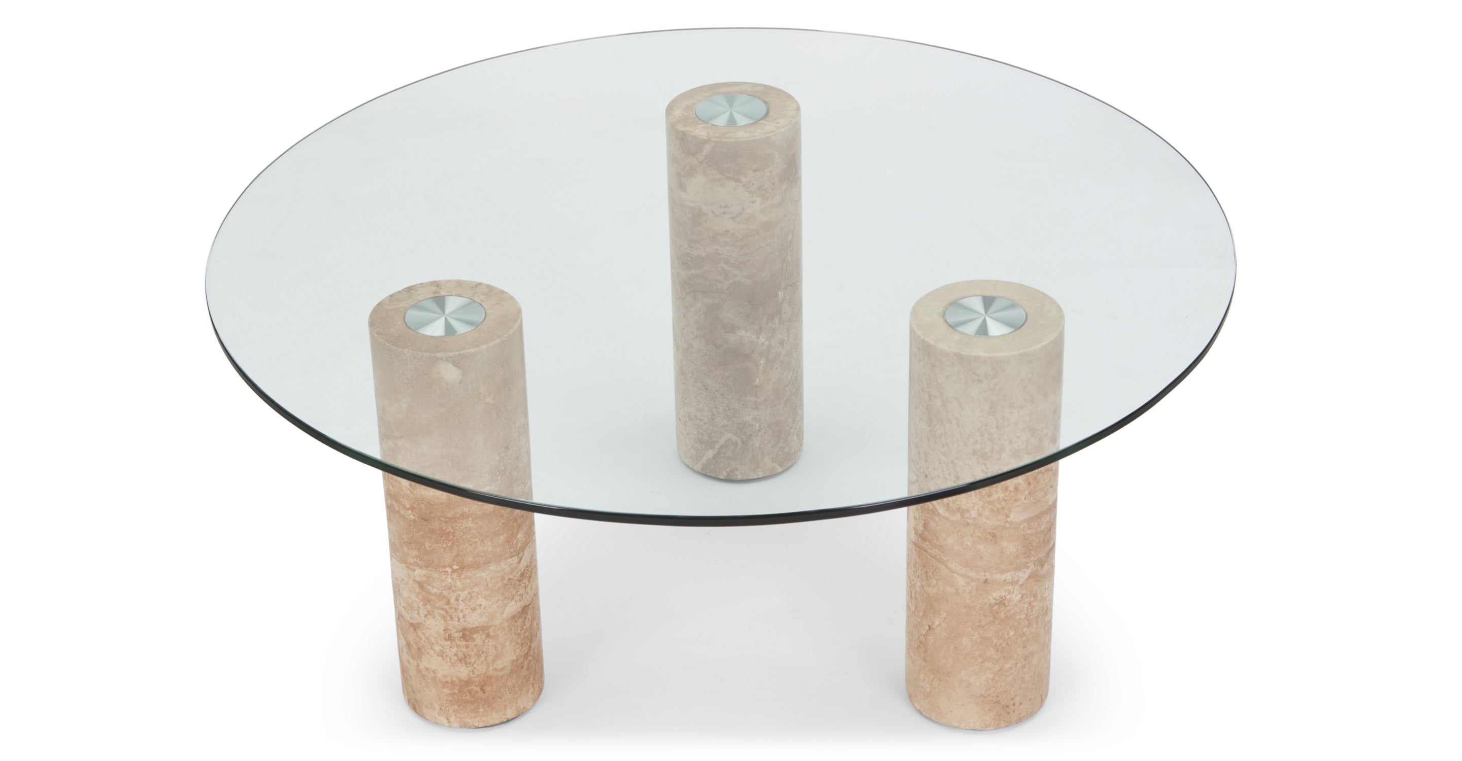 Table basse - Verre transparent & travertin naturel - NV GALLERY