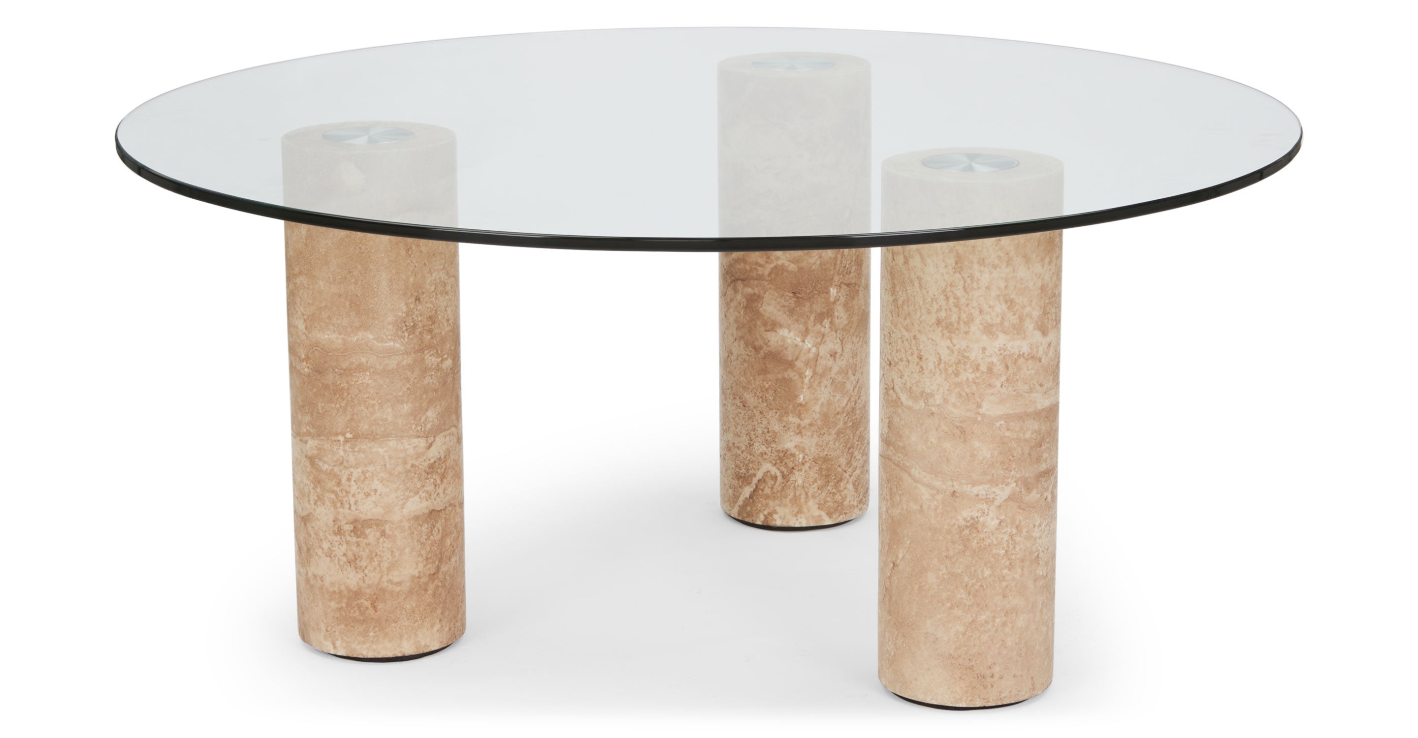 Table basse - Verre transparent & travertin naturel - NV GALLERY