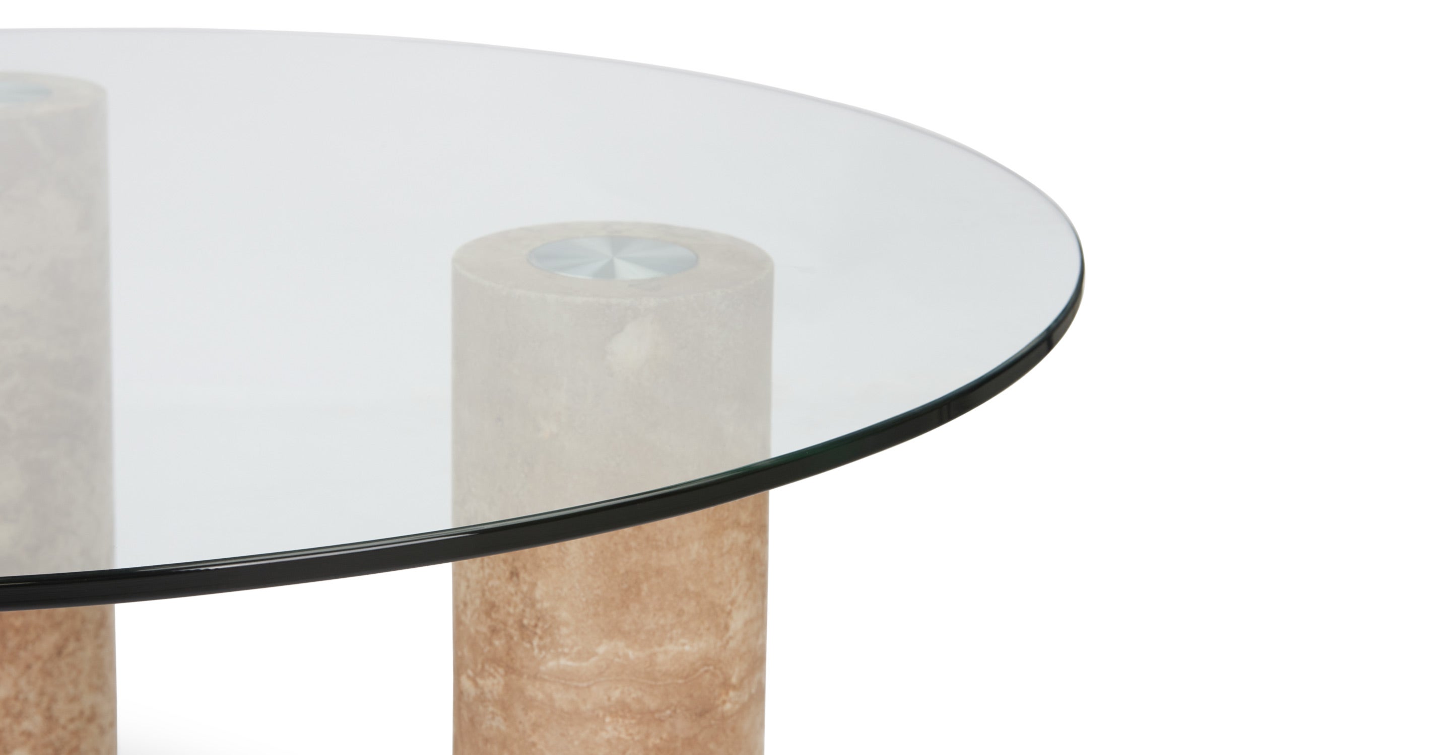 Table basse - Verre transparent & travertin naturel - NV GALLERY