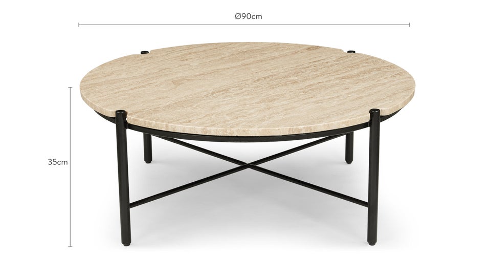 Vittorio Coffee Tables Natural Travertine / Metal Dimensions