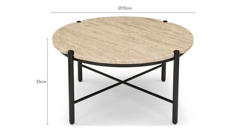 VITTORIO Tables basses Naturelle / Noir Travertin / Métal Dimensions