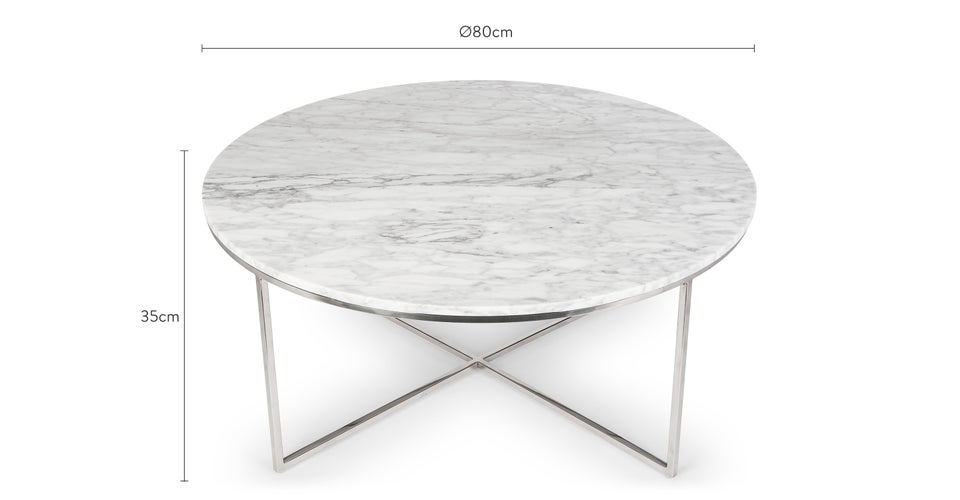GISELLE Couchtische Weiß / Silber Marmor / Metall Dimensions