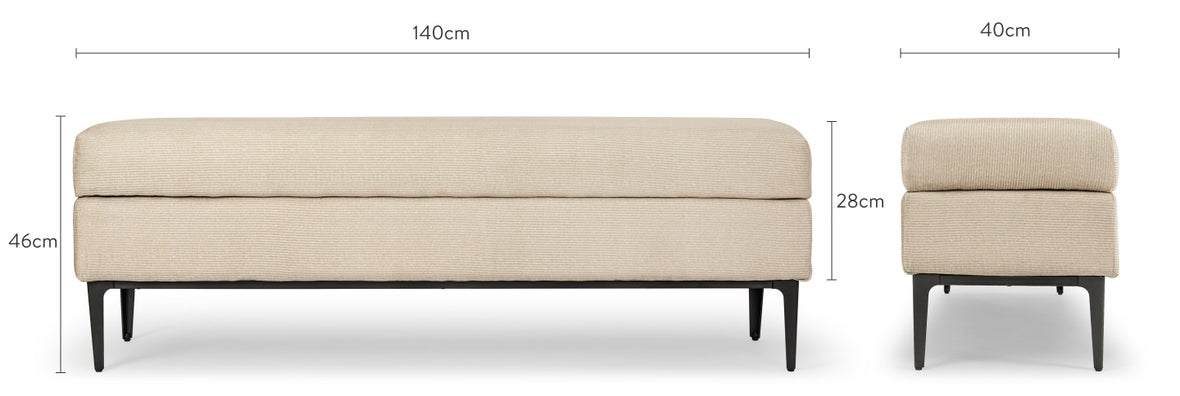 RIVAL Bancs Beige / Noir Velours / Métal Dimensions