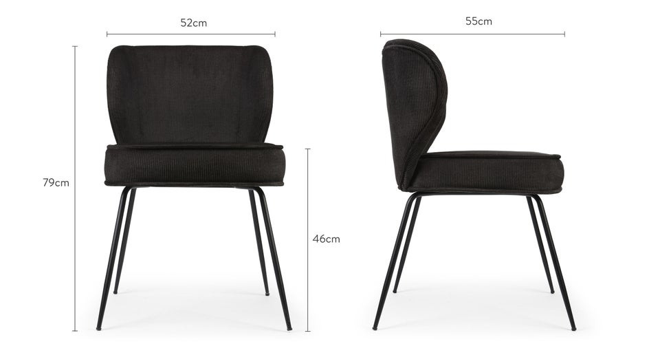 WAYNE Dining chairs Black Velvet / Metal Dimensions