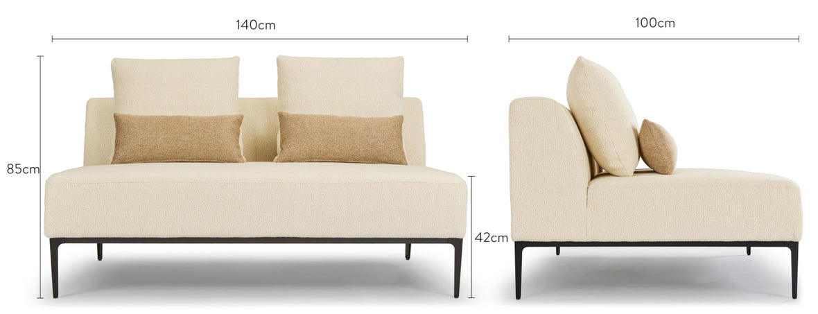 REVOLT 2-Sitzer Sofas Weiß / Schwarz Bouclé / Metall Dimensions