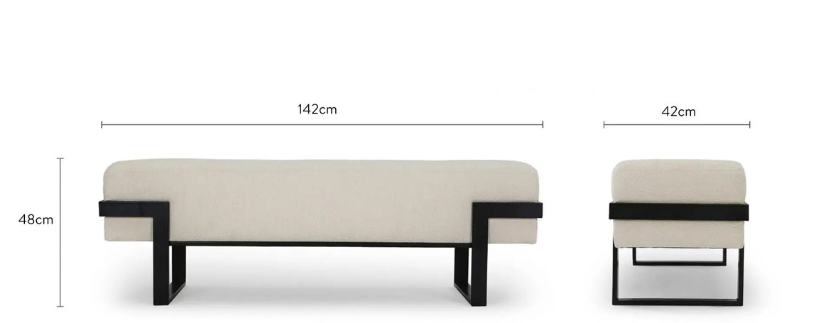 VERTIGO Bancs Beige / Noir Tissu / Metal Dimensions