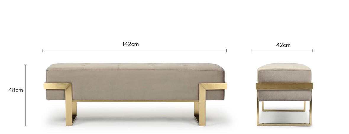 VERTIGO Sitzbänke Taupe / Gold Samt / Metall Dimensions