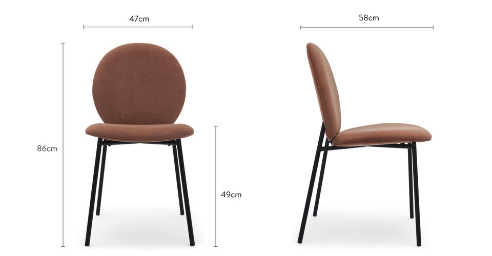 BLAZE Dining chairs Brown / black Velvet / Metal Dimensions
