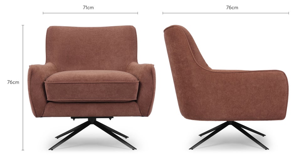 GOLDEN GUN Fauteuils Terra di mattone / Noir Velours / Métal Dimensions