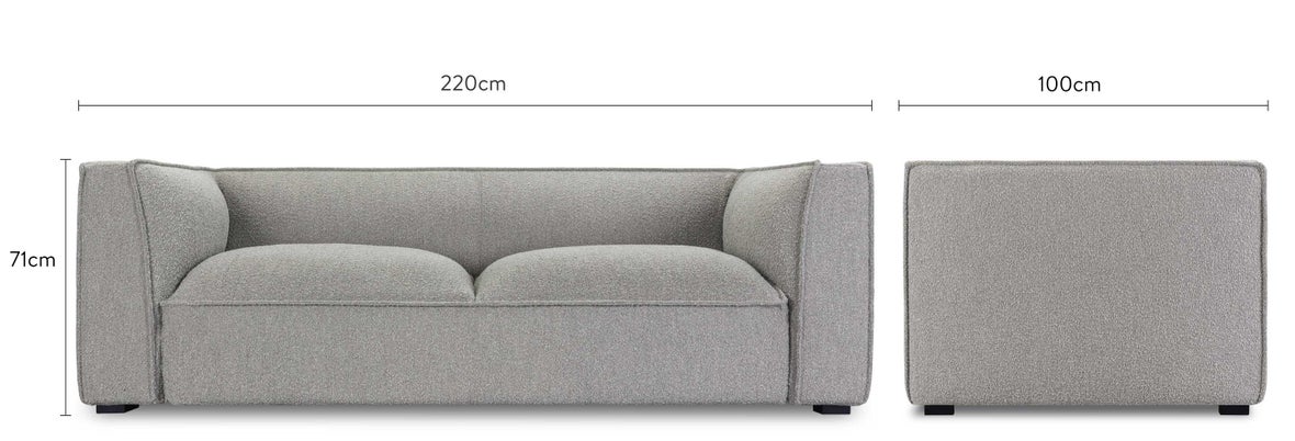 AUSTER 3-Sitzer Sofas Grau Locken / Holz Dimensions