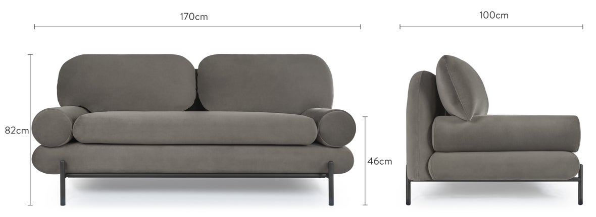 OMNYA Canapés 2 Places Marron / Noir Tissu / Métal Dimensions