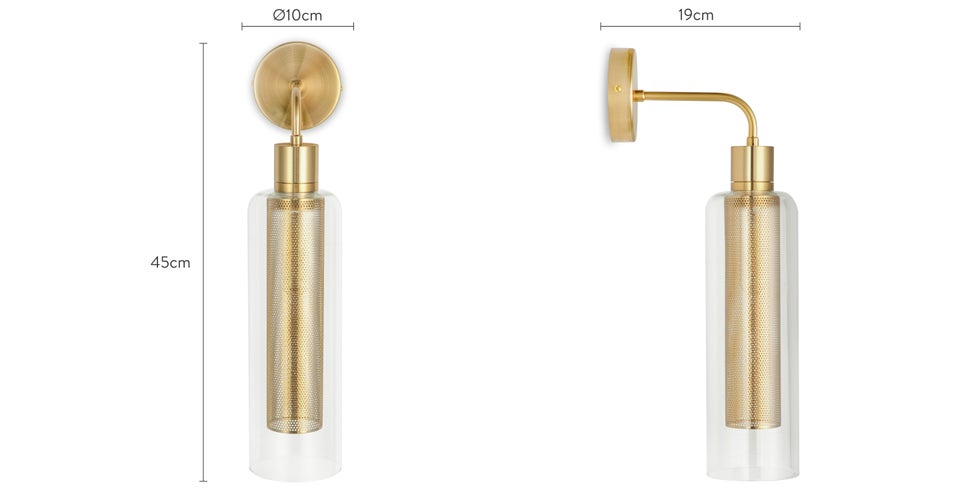 MAXWELL Wandleuchten Gold Metall/Glas Dimensions