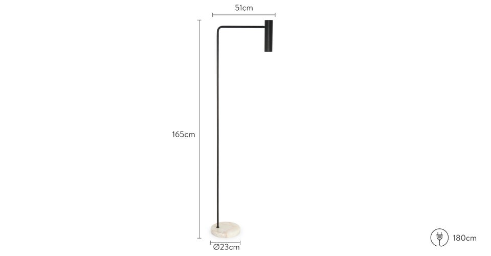 Vigo Stehlampen Schwarz / Weiß Metall / Onyx Dimensions