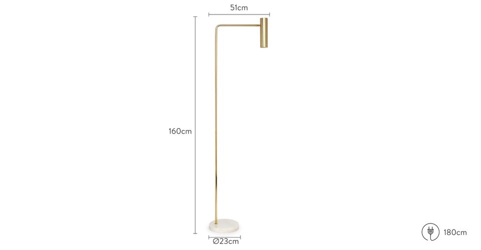 Vigo Stehlampen Gold / Weiß Messing / Onyx Dimensions