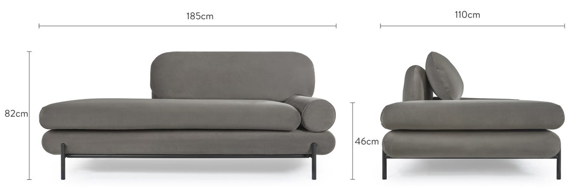 OMNYA Recamieren rechts Braun / Schwarz Stoff / Metall Dimensions