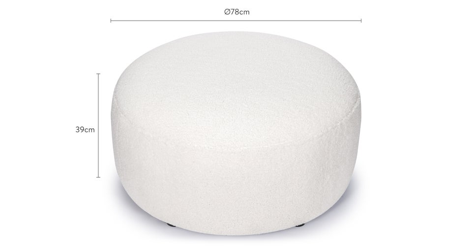 Bowie Hocker & Poufs Weiß Bouclé Stoff Dimensions