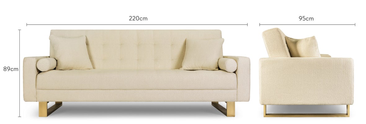 MIDNIGHT Schlafsofas Weiß / Gold Steinbock / Metall Dimensions