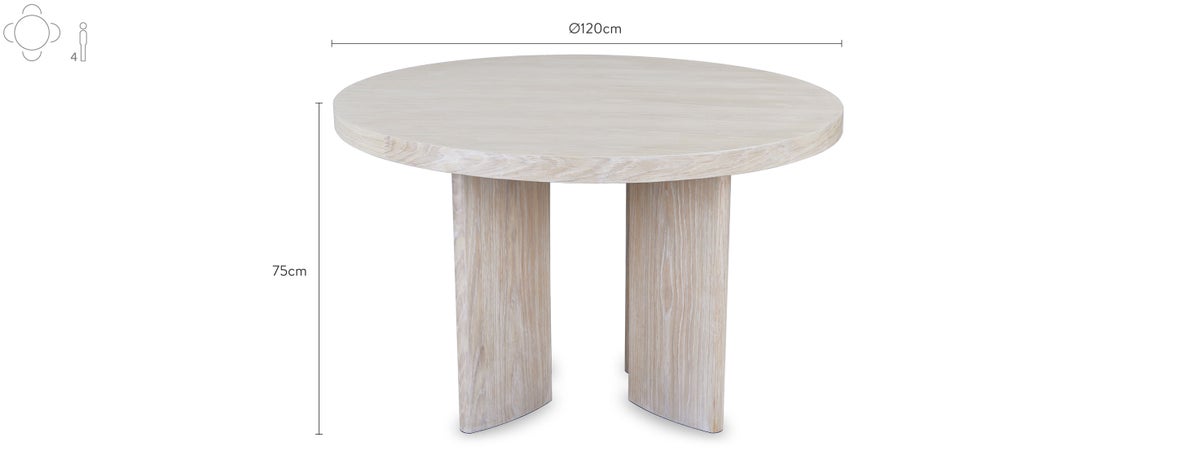 Gianna Esstische Natürlich Holz Dimensions