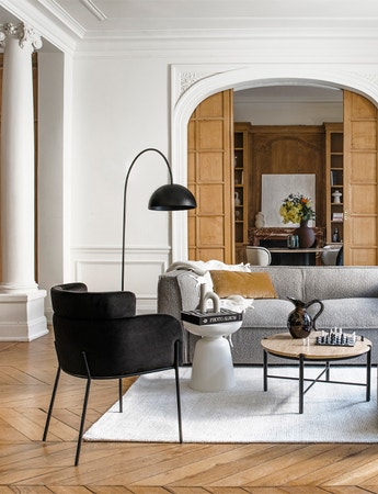 Chaise design - Blanc bouclette & métal noir - NV GALLERY - BARON