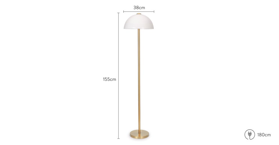 Dalmazio Stehlampen Weiß / Gold Glas / Metall Dimensions