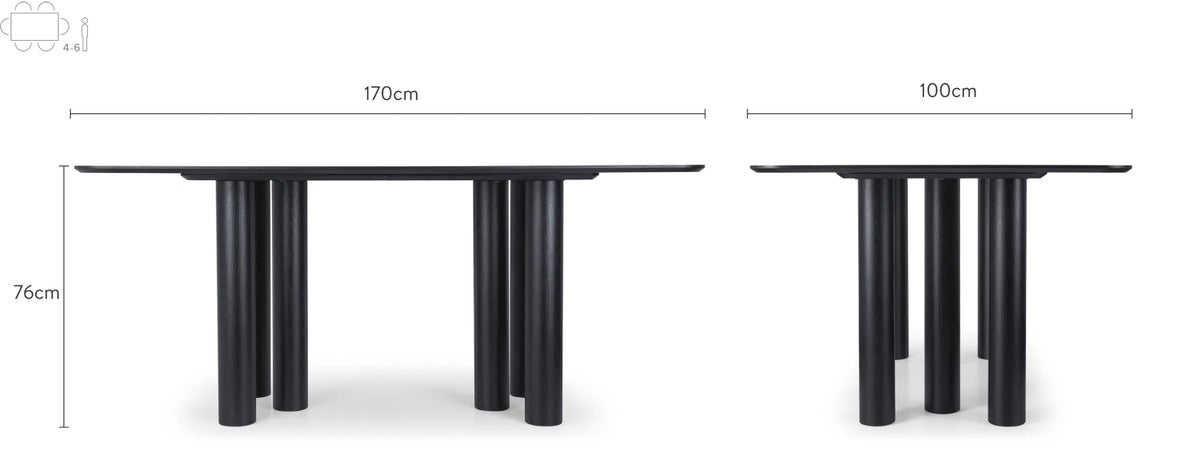 Amadeo Tables à manger Noir Bois Dimensions