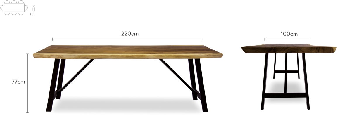 Arlo Dining tables Bois naturel Bois / Métal Dimensions