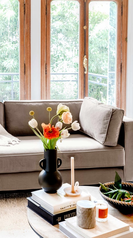 Inspiration Zola 3-Sitzer Sofas Grau / Schwarz Samt / Metall