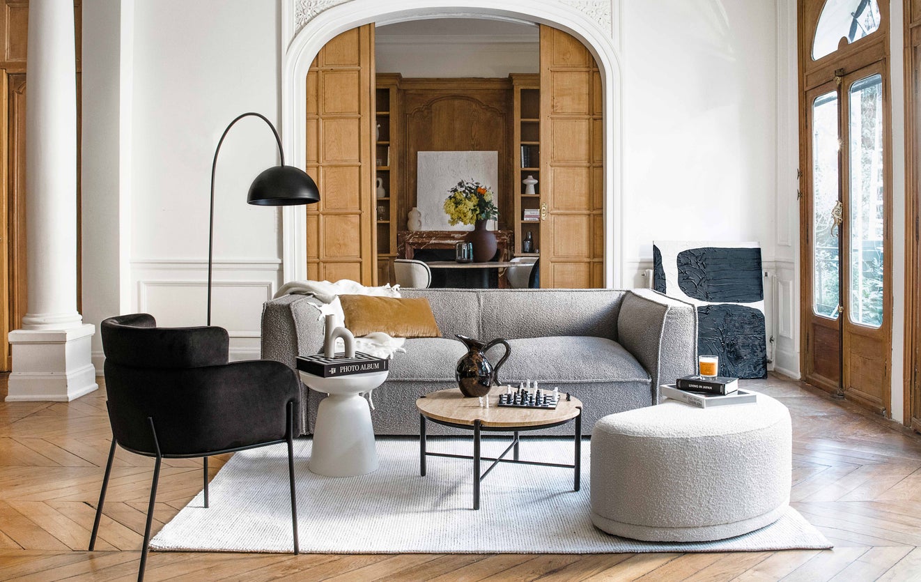 Inspiration AUSTER 3-Sitzer Sofas Grau Locken / Holz
