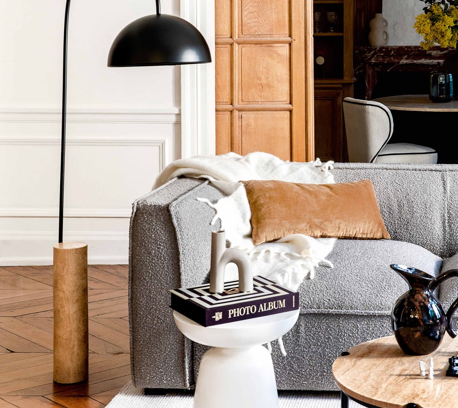 Inspiration AUSTER 3-Sitzer Sofas Grau Locken / Holz