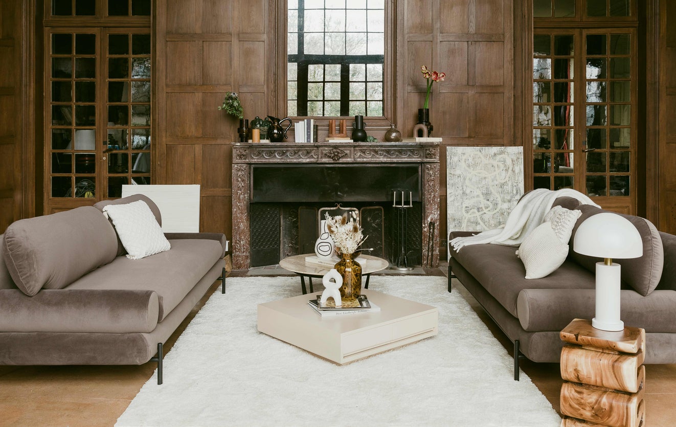 Inspiration OMNYA 3-Sitzer Sofas Schokotaupe / Schwarz Samt / Metall