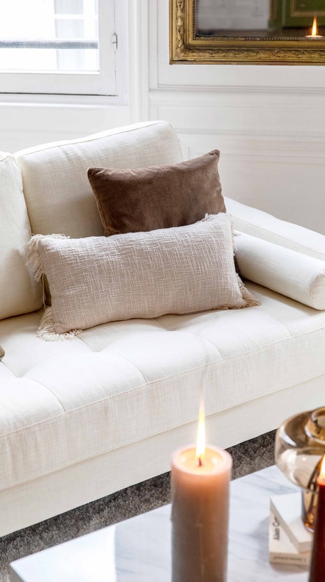 Inspiration MIDNIGHT 3-Sitzer Sofas Weiß / Gold Samt / Edelstahl