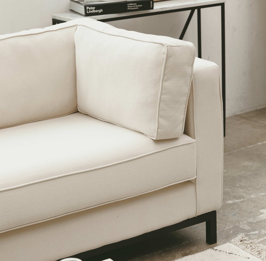 Inspiration Zola 3-Sitzer Sofas Weiß / Schwarz Stoff / Metall