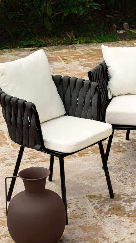 Inspiration HAMPTONS Garden Chairs Noir /  Écru Aluminium / Corde