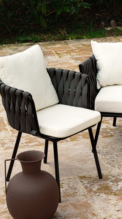 Inspiration HAMPTONS Garden Chairs Black / Ecru Aluminium / Cord