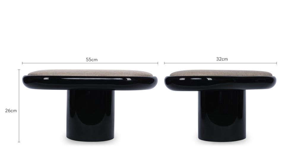 VERSO Tables d'appoint Taupe / Noir Tissu / Bois Dimensions
