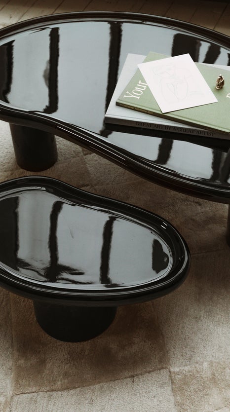 Inspiration VERSO Tables d'appoint Taupe / Noir Tissu / Bois
