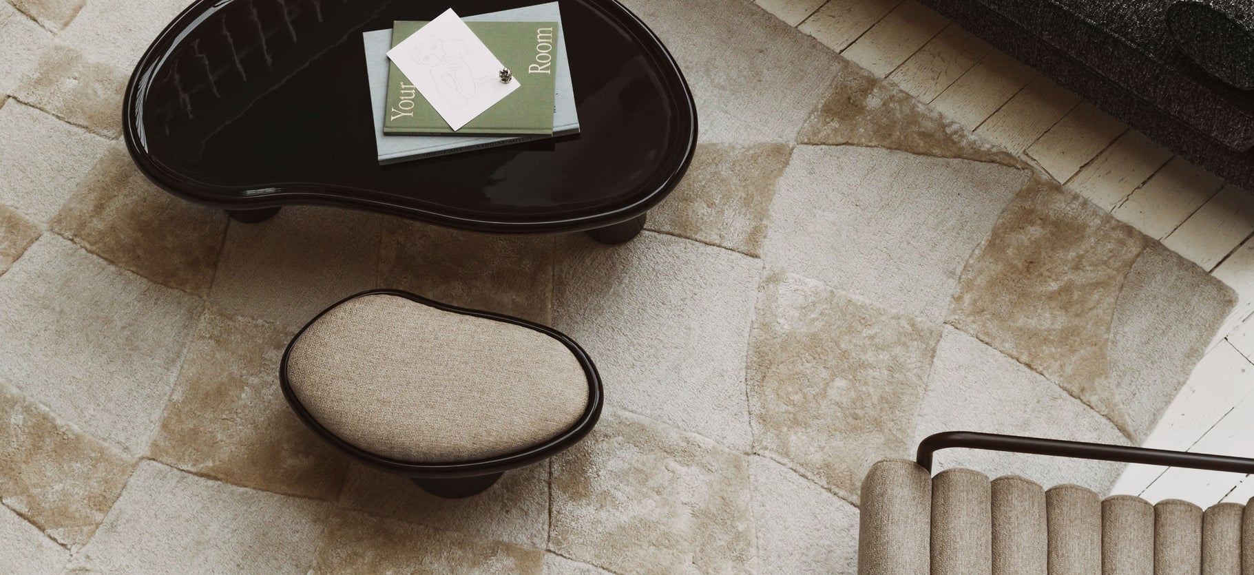 Inspiration VERSO Tables d'appoint Taupe / Noir Tissu / Bois