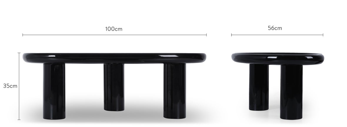 RECTO Tables basses Noir Bois Dimensions