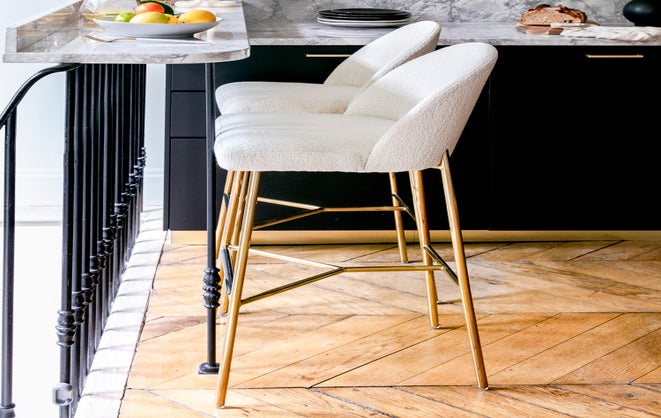 Chaise de bureau - Blanc bouclette & métal doré - NV GALLERY - KINGSCROSS