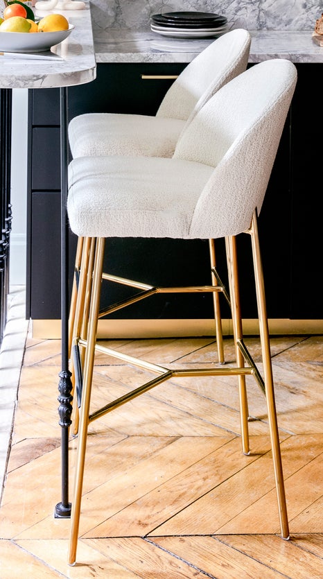 Inspiration BANE Bar Stools Blanc / Doré Tissu / Métal