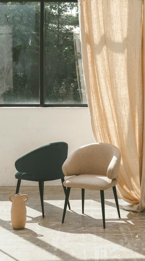Inspiration SAGE Chaises de salle à manger Taupe / Noir Tissu / Métal
