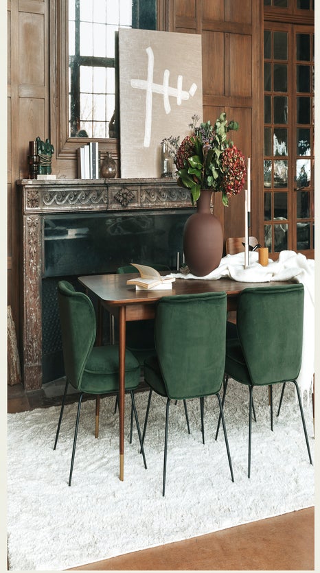 Inspiration WAYNE Chaises de salle à manger Vert / Noir Velours / Métal