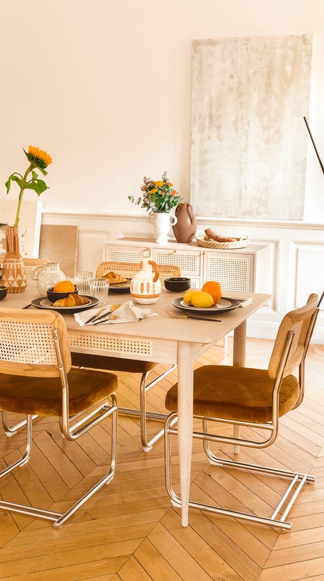 Inspiration LINCOLN Tables à manger Naturelle Bois / Cannage de rotin