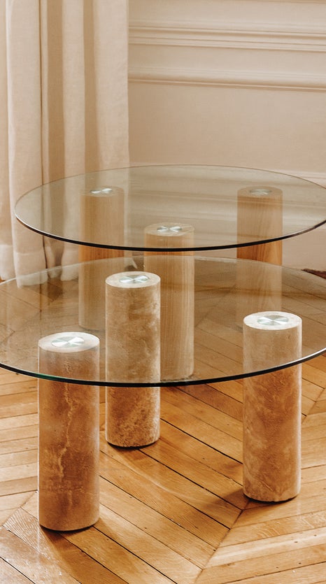 Inspiration ANDREA Coffee Tables Natural Glass / Wood