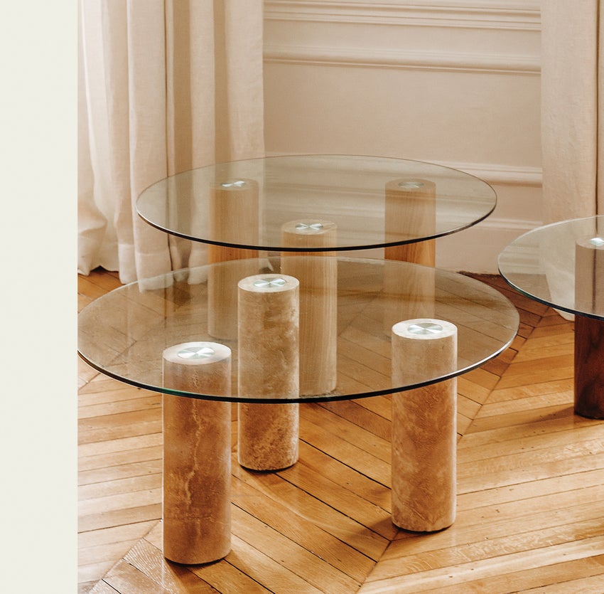 Inspiration ANDREA Tables basses Naturelle Verre / Bois