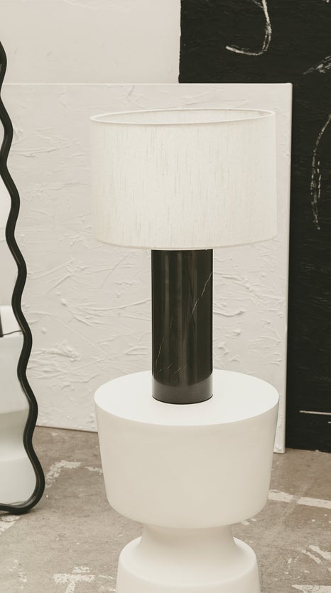 Inspiration GAIA Lampes de table Blanc / Noir Marbre / Lin