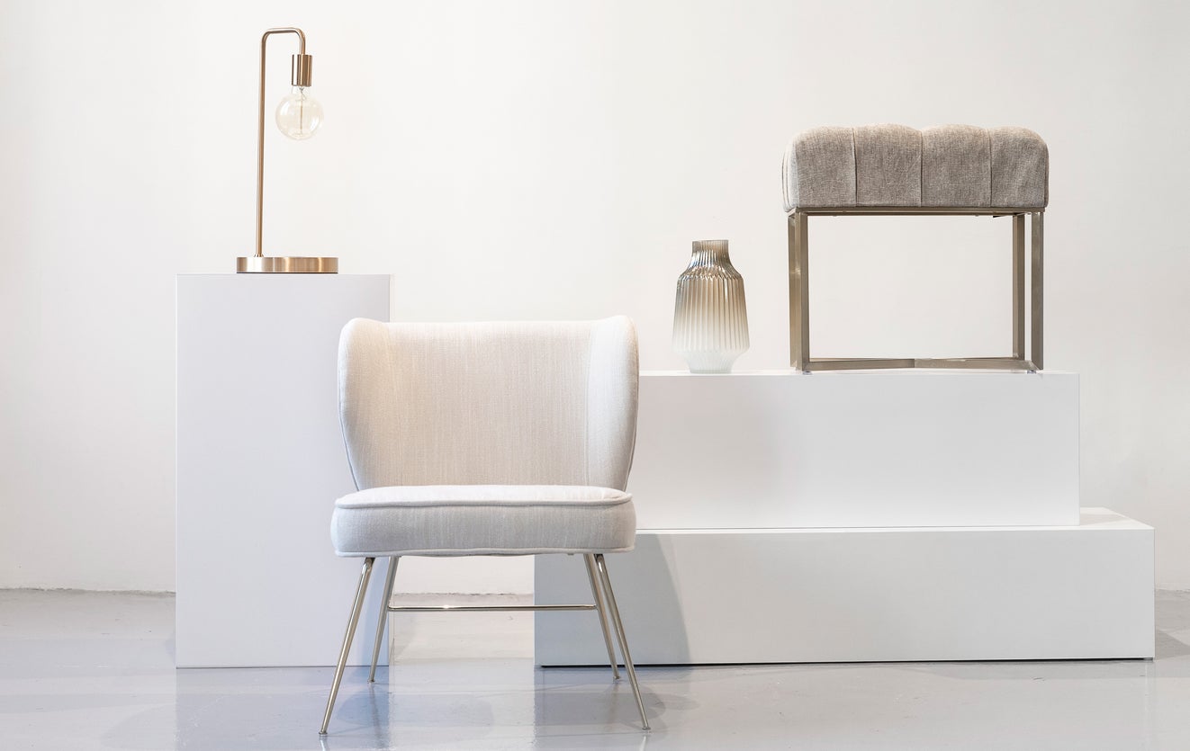 Inspiration WAYNE LOUNGE Fauteuils Beige / Doré Velours / Laiton
