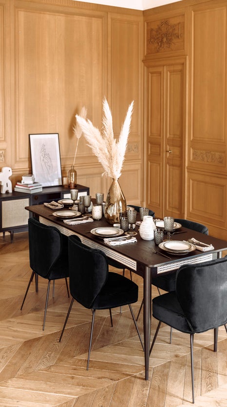 Inspiration WAYNE Chaises de salle à manger Noir Velours / Acier