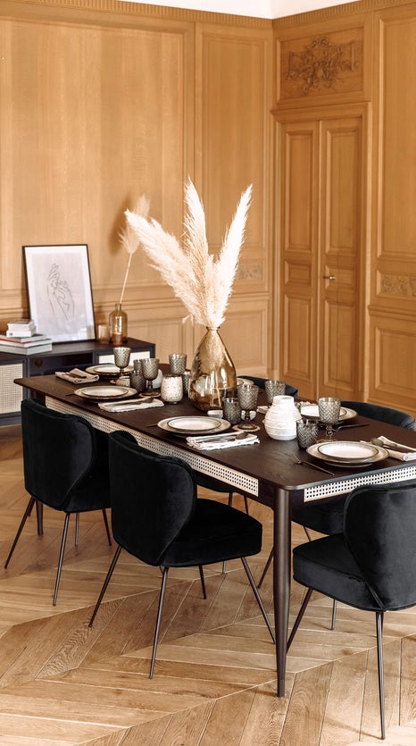 Inspiration WAYNE Chaises de salle à manger Noir Velours / Acier